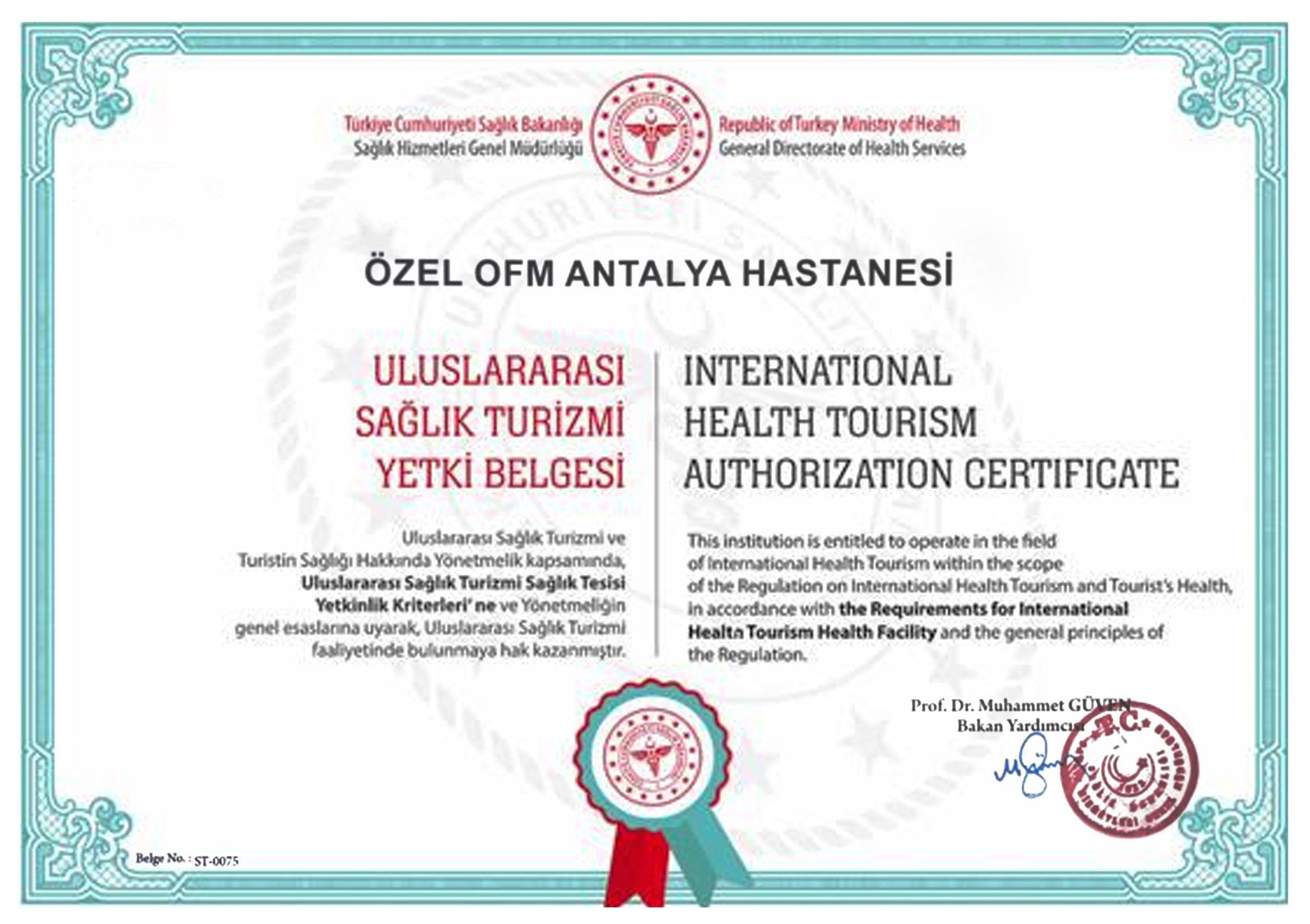 Sağlık Turizmi Sertifikası